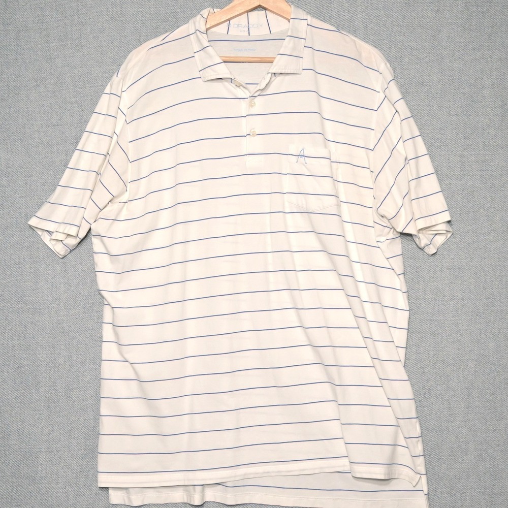 B. Draddy Mens White Pima Cotton Stretch Polo Golf Shirt Size XL